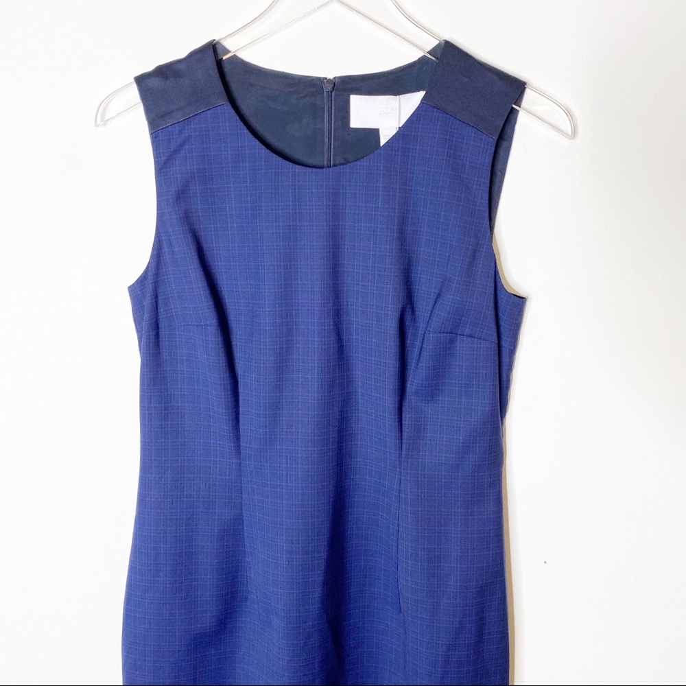 Hugo Boss Plaid Dristie Virgin Wool Blue Dress 4 - Picture 3 of 8